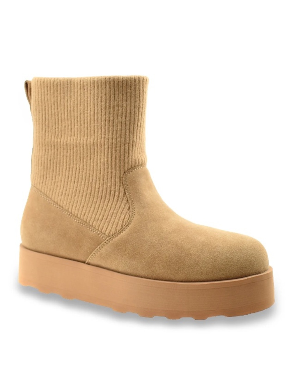 Time and Tru Women’s Tan Brown Platform Sock Chelsea Boot Booties Size 7